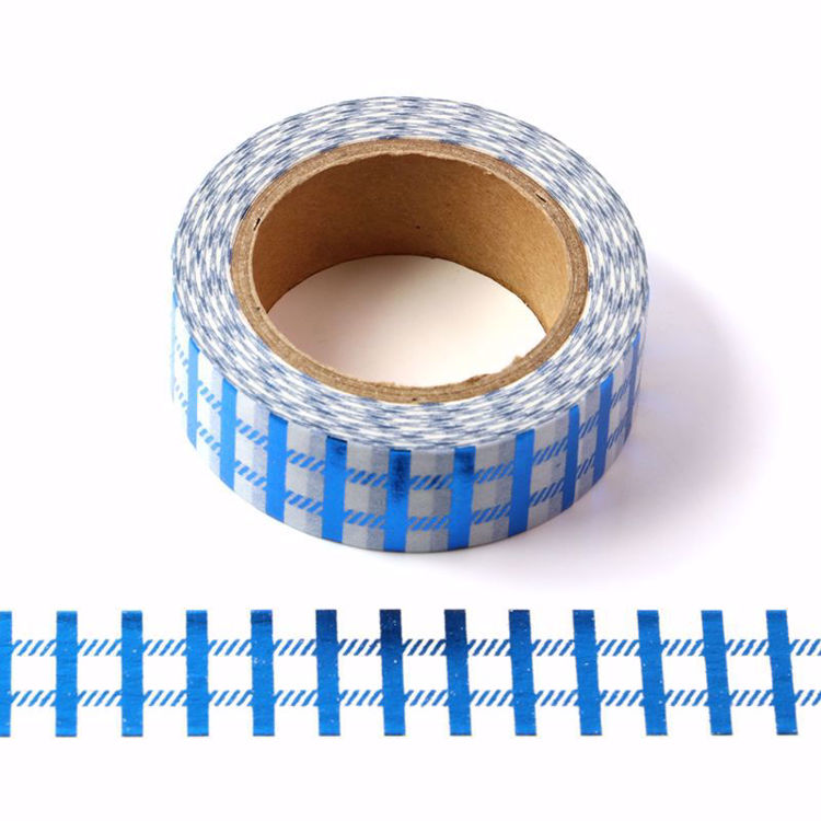 Picture of Check Blue Foil Washi Tape