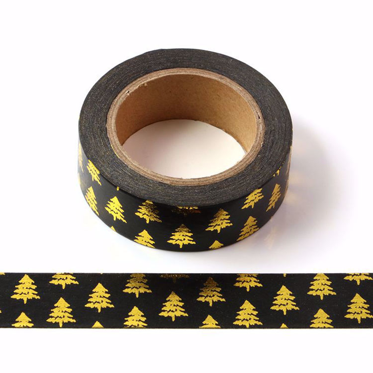 Christmas Tree Gold Foil Black Washi Tape