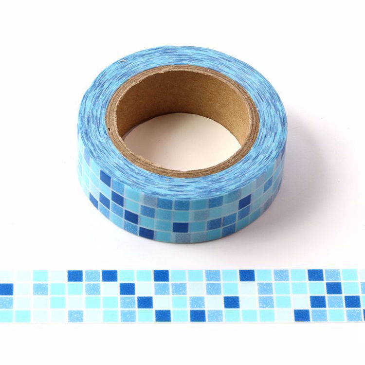 blue ceramic tile washi tape. Custom and stock washi tape manufacturer
