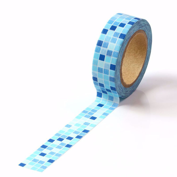 blue ceramic tile washi tape. Custom and stock washi tape manufacturer