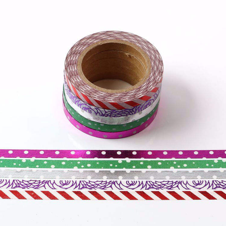 Slim Colored Foil Washi Tape set of 5 rolls