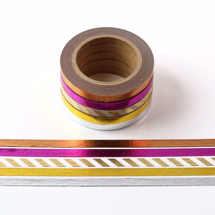 5mm Skinny Foil Washi Tape set of 5 rolls