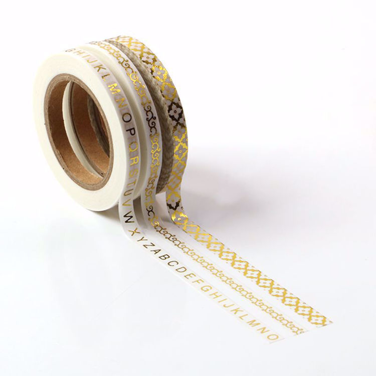 5mm Slim Gold Foil White Washi Tape set of 3 rolls