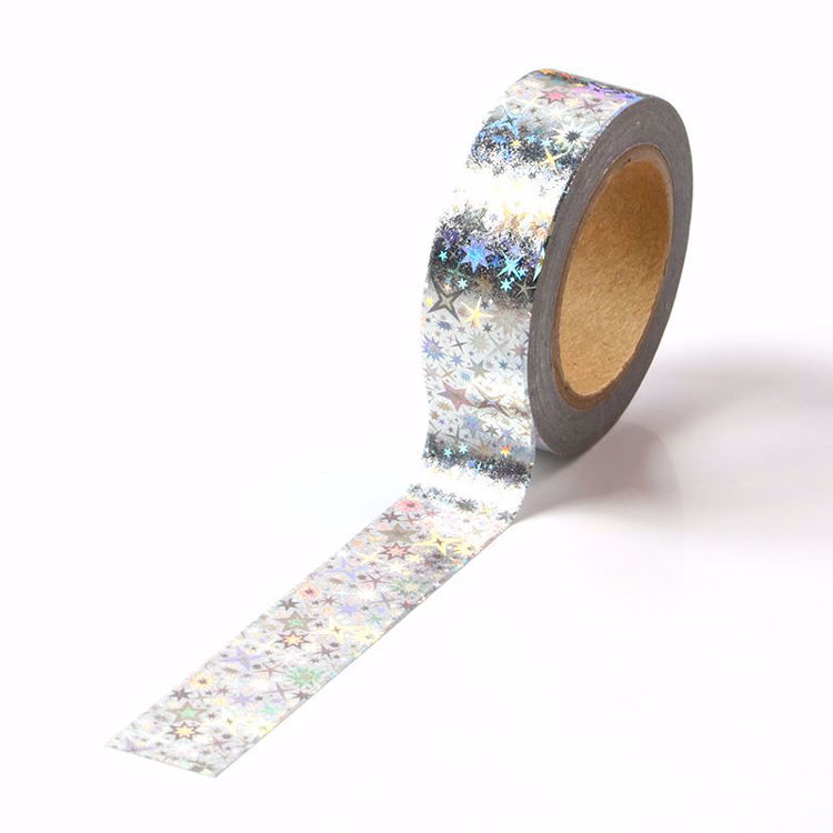 Silver Stars Holographic Foil Washi Tape