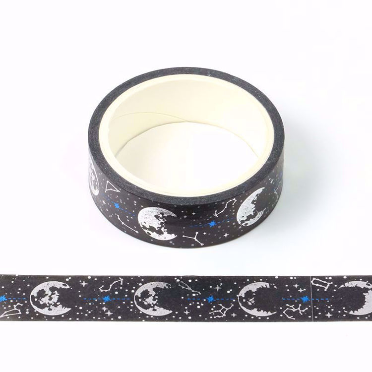 blue and silver foil moon washi tape