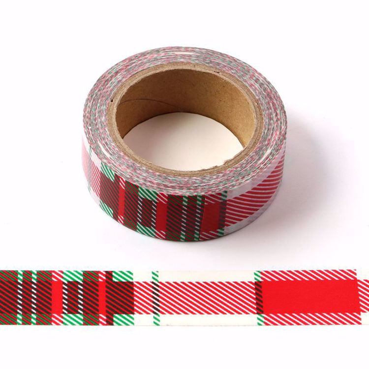 图片 圣诞红绿网格装饰和纸胶带