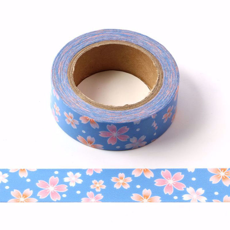 Picture of Pink Flower Printing Washi Tape Blue