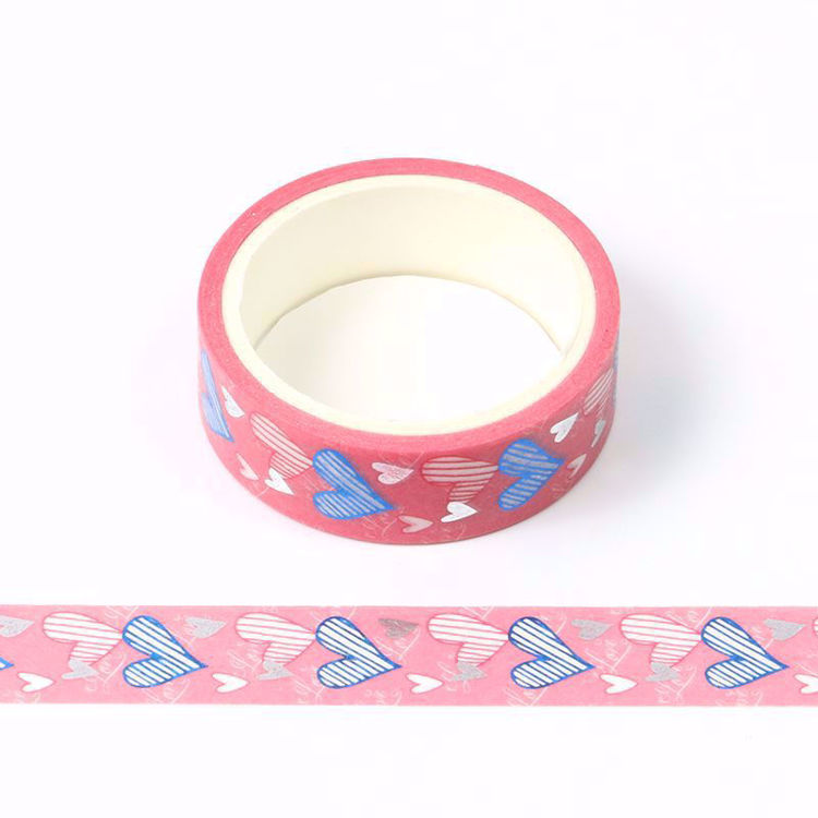 blue and silver foil heart washi tape