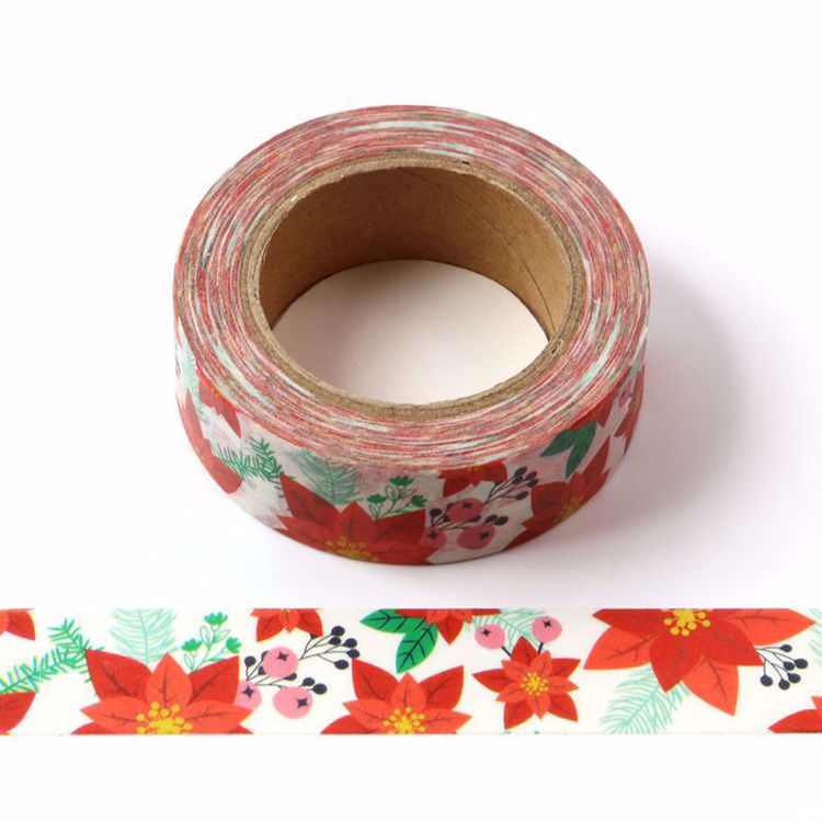 Five leaves Red flower washi tape