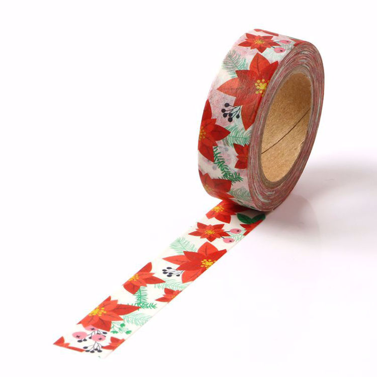 Five leaves Red flower washi tape