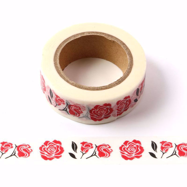 Red rose printing washi tape. Custom and stock washi tape manufacturer