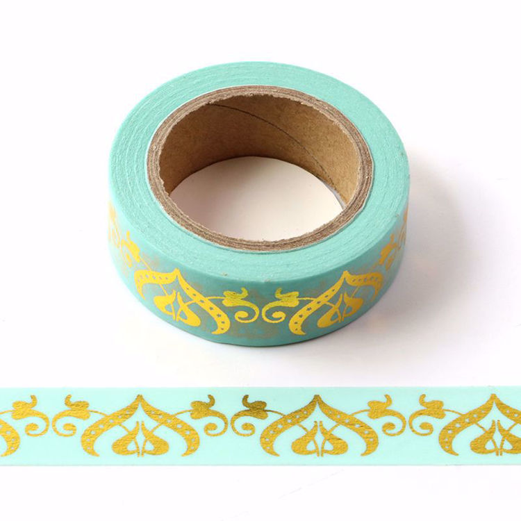 Heart Gold Foil Blue Washi Tape