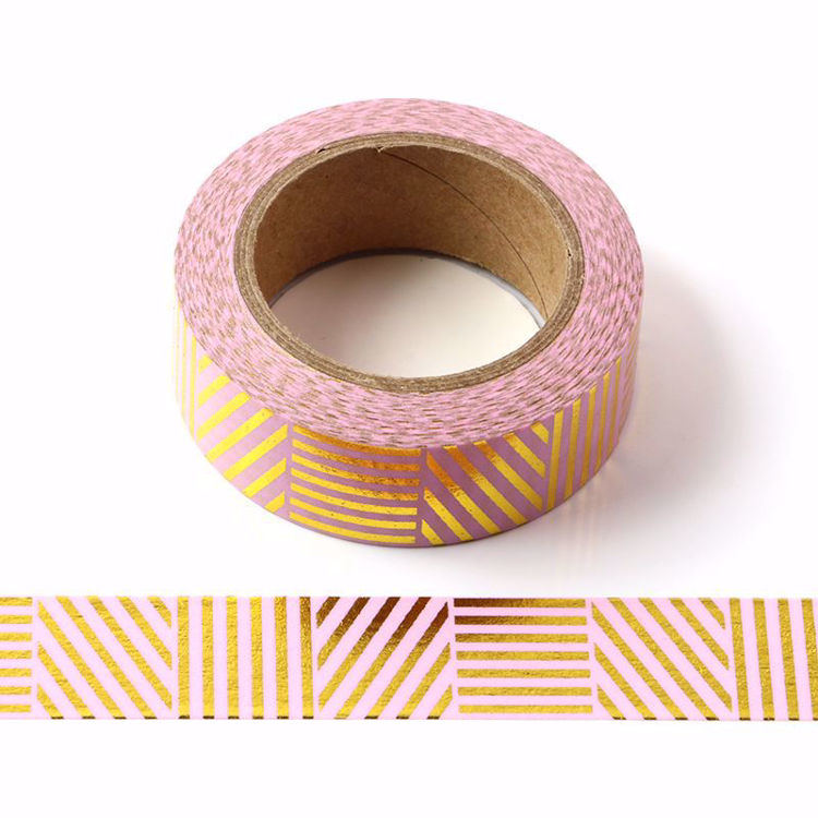 Stripes Gold Foil Pink Washi Tape