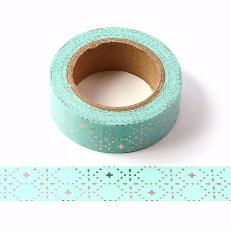 Geometrical Rose Gold Foil Blue Washi Tape