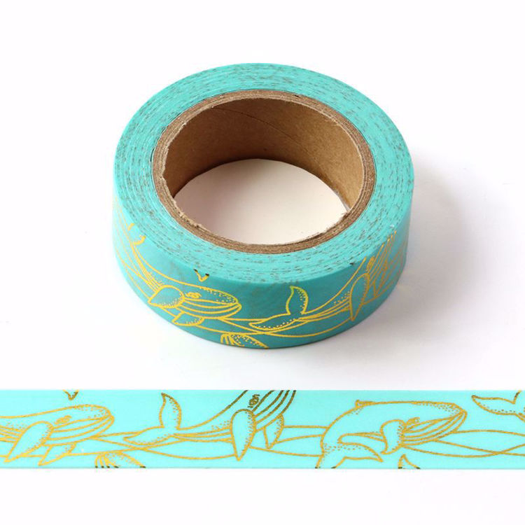 Dolphin Gold Foil Blue Washi Tape