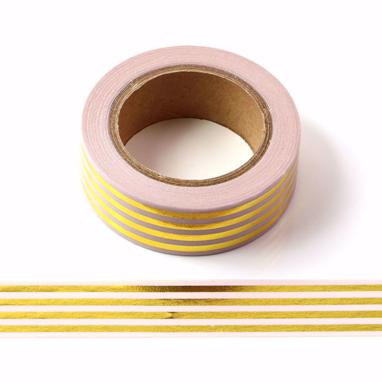 Lines Gold Foil Pink Washi Tape
