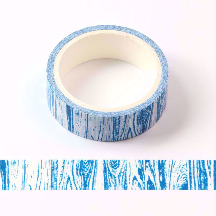 Crayon wood grain blue printing washi tape