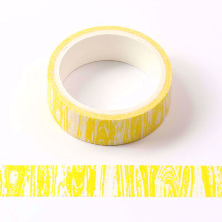 Crayon wood grain yellow printing washi tape. Custom and stock washi