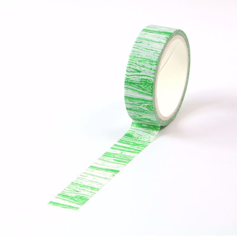 Crayon wood grain green printing washi tape. Custom and stock washi
