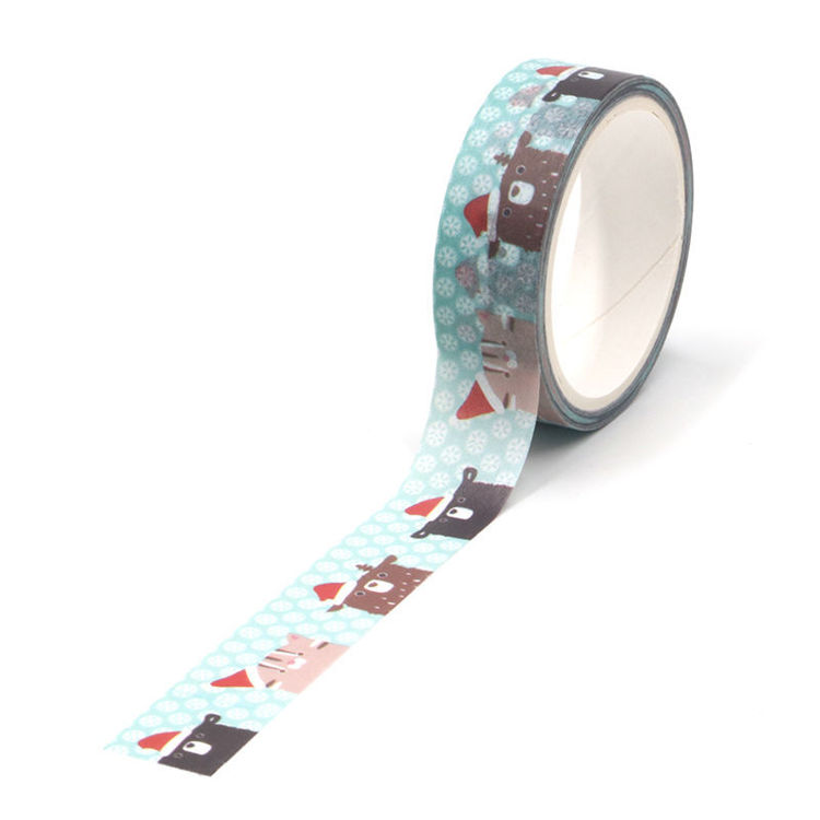 Cartoon animal Christmas hat printing washi tape