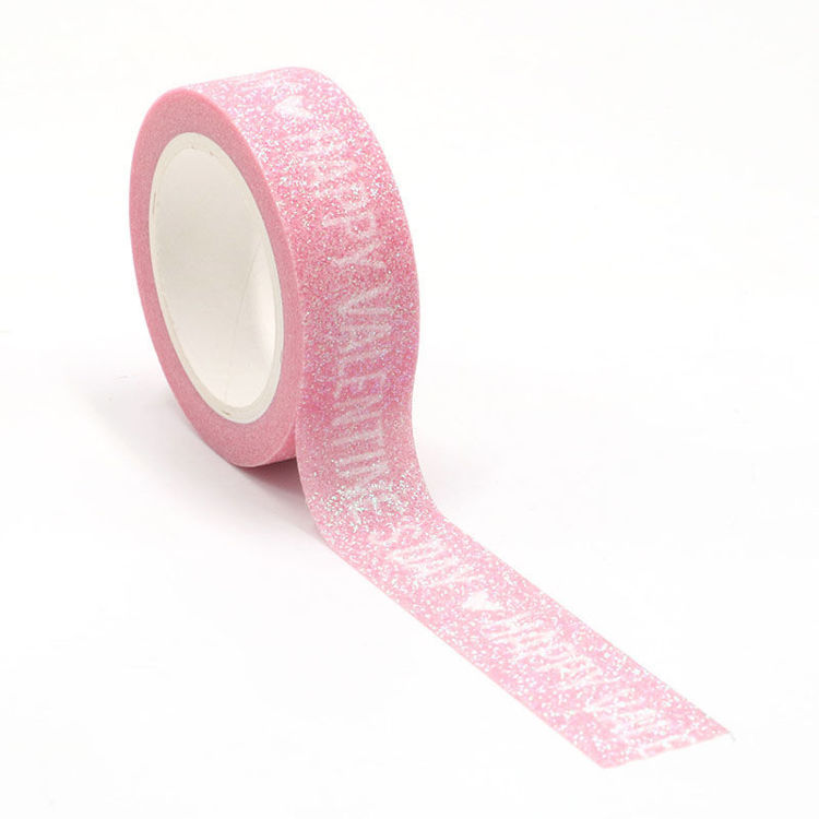 Happy Valentine's day words pink sparkle tape