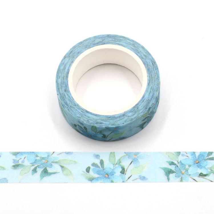 Blue flowers fantasy flash film washi tape