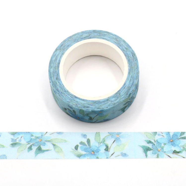 Blue flowers fantasy flash film washi tape. Custom and stock washi tape