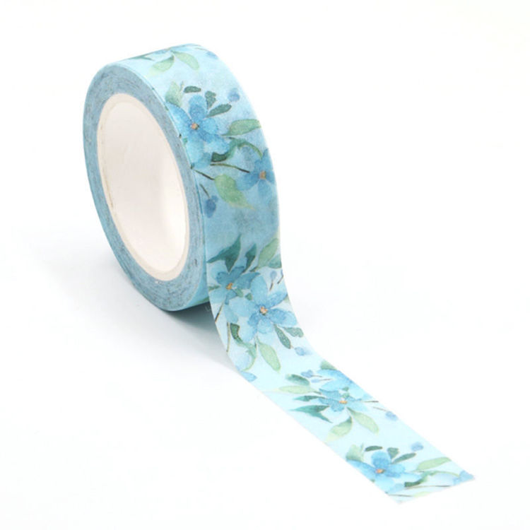 Blue flowers fantasy flash film washi tape. Custom and stock washi tape