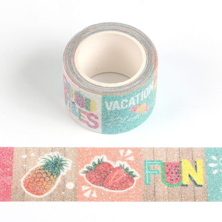 Tropical summer fruit printing sparkle washi tape