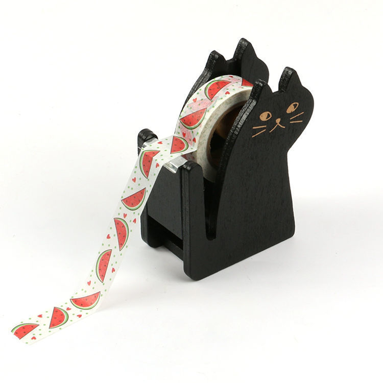 Cat black wooden washi tape dispenser