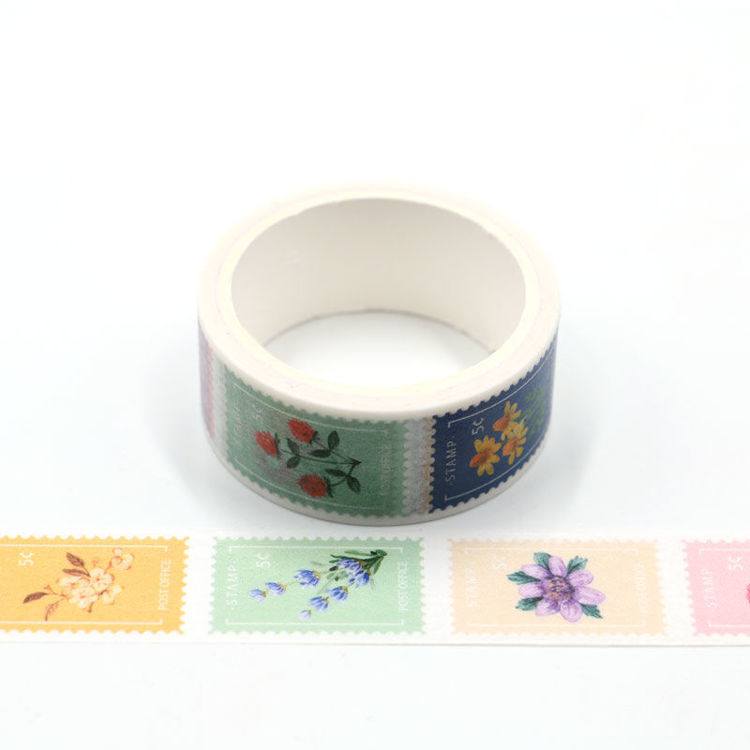 Flowers stamps easy tear washi tape