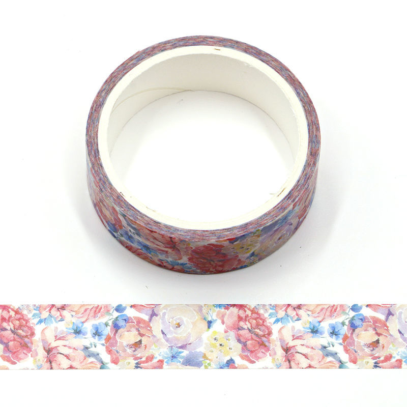 Watercolor Flower Washi Tape. Custom and stock washi tape