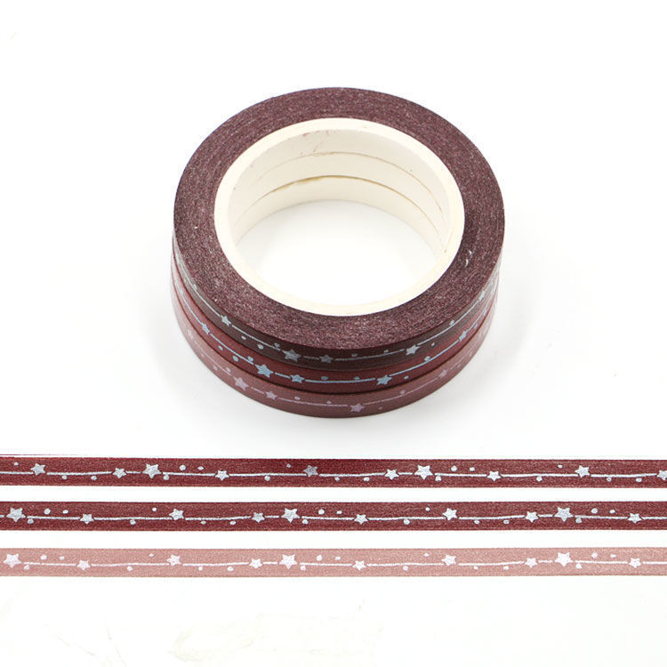 5mm x 3Rolls 10m Chocolate Color Series Matt Shooting Star Washi Tape Set