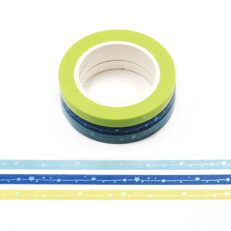 5mm x 3Rolls 10m Matt Shooting Star Washi Tape Set