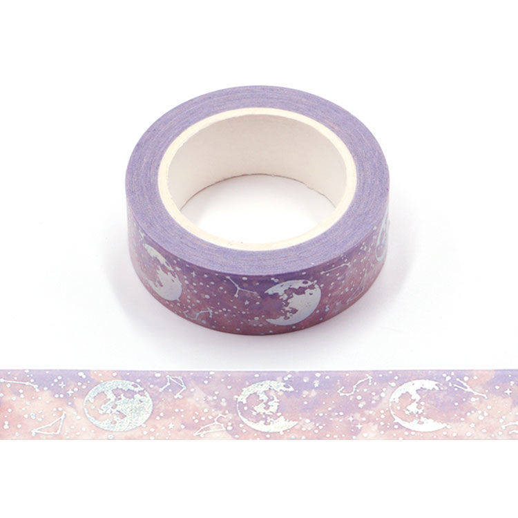 15mm x 10m Silver Holographic Foil Lunar Eclipse Washi Tape