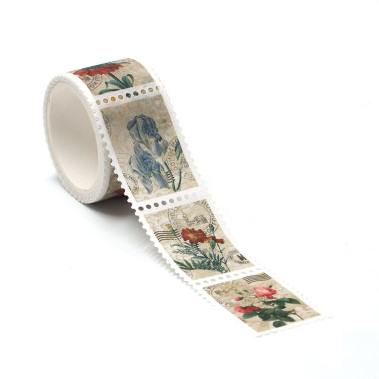 25mm x 3m Flower Design Vintage Stamps Washi Tape. Custom and stock