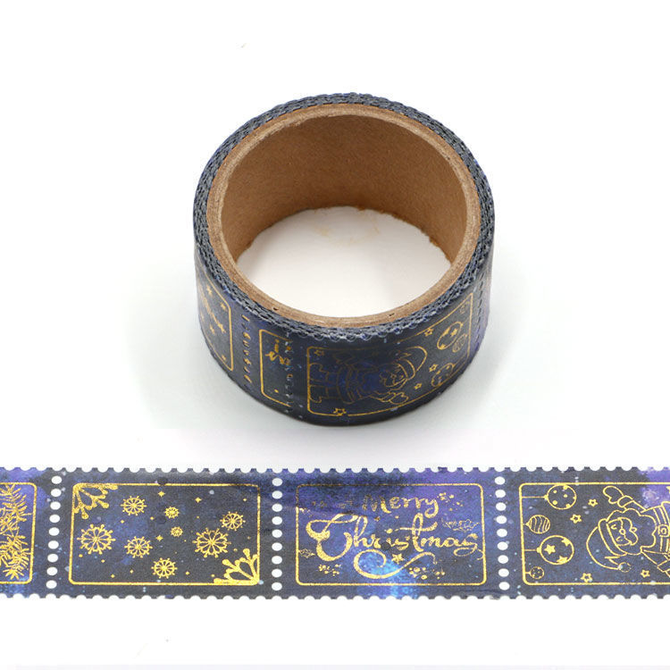 25mm x 3.5m Santa Claus Gold Foil Stamp Washi Tape