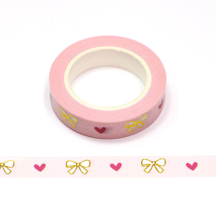 10mm x 10m CMYK Gold Foil Bowknot&Heart Washi Tape