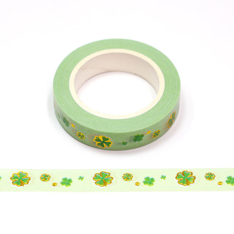 10mm x 10m CMYK Gold Foil Four Leaf Clover Washi Tape