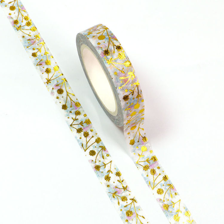 10mm x 10m CMYK Gold Foil Flower Washi Tape