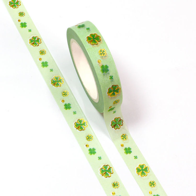 10mm x 10m CMYK Gold Foil Four Leaf Clover Washi Tape