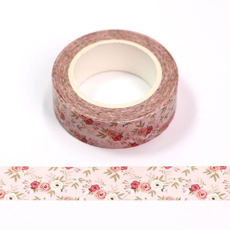 15mm x 10m CMYK Pink Flower Washi Tape