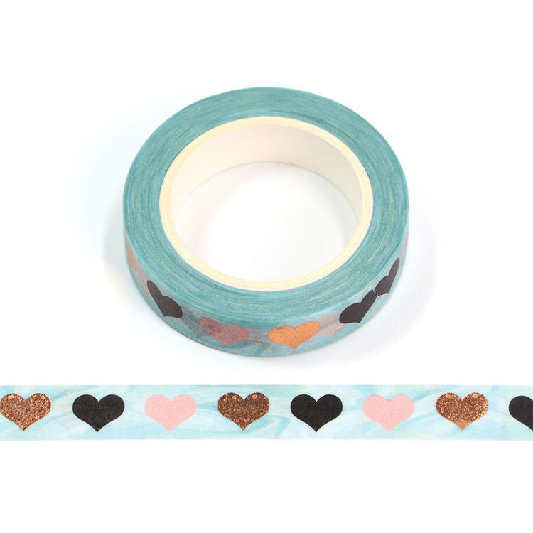 10mm x 10m Gold Foil CMYK Loving Heart Washi Tape