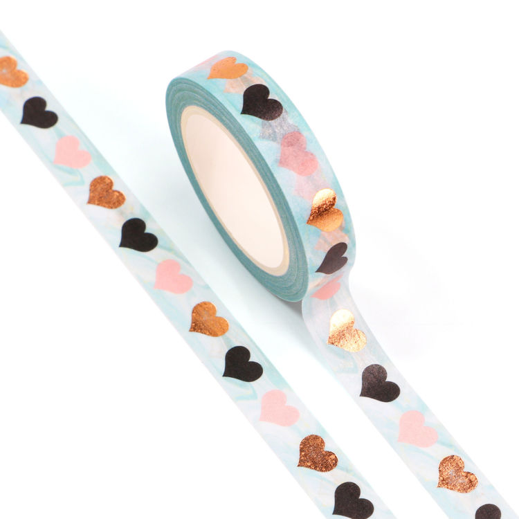 10mm x 10m Gold Foil CMYK Loving Heart Washi Tape