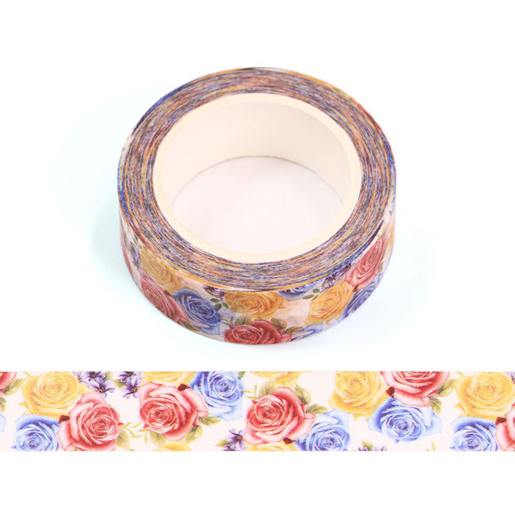 15mm x 10m CMYK Red Blue Yellow Rose Washi Tape