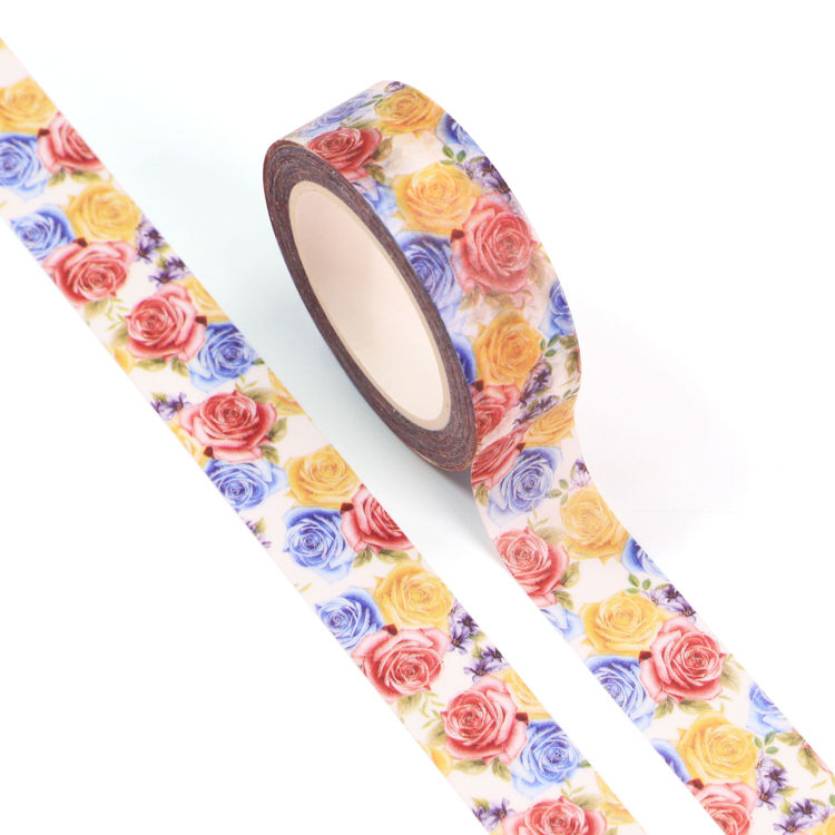 15mm x 10m CMYK Red Blue Yellow Rose Washi Tape