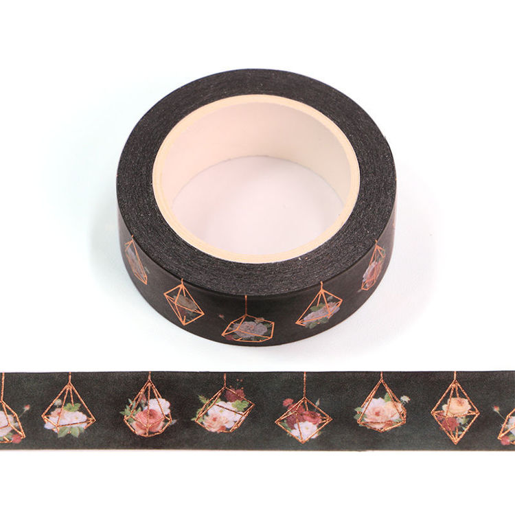 15mm x 10m Gold Foil CMYK Flower Hanging Basket Washi Tape