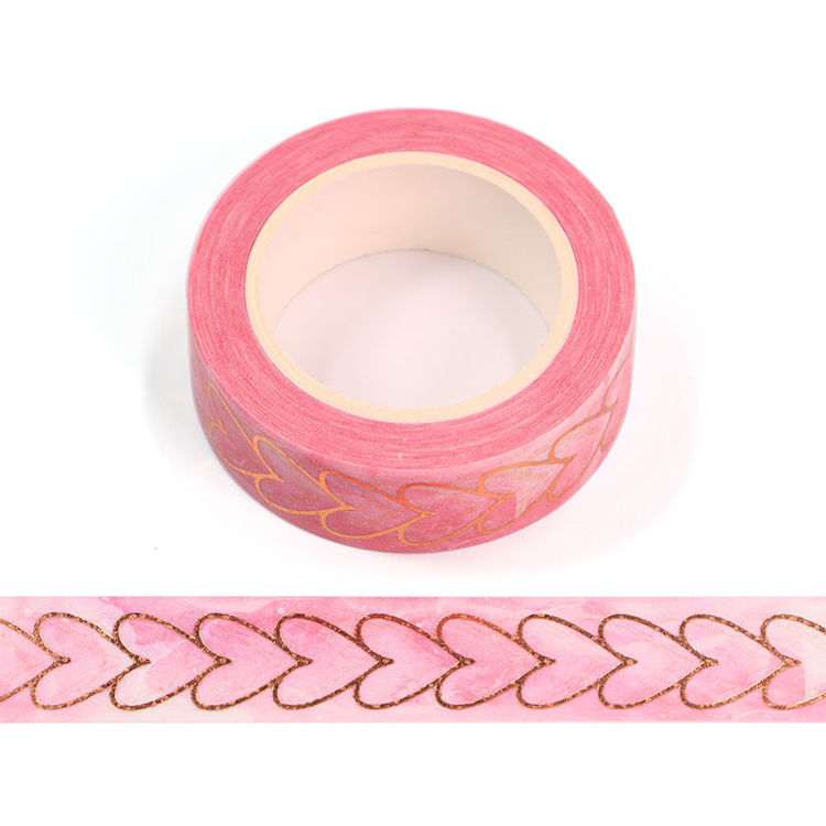 15mm x 10m Gold Foil CMYK Heart To Heart Washi Tape