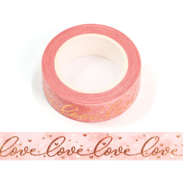 15mm x 10m Gold Foil CMYK Love Washi Tape