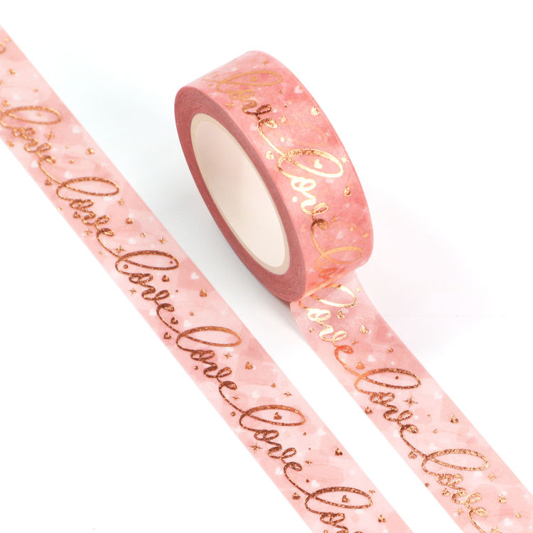 15mm x 10m Gold Foil CMYK Love Washi Tape